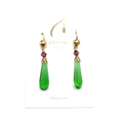 boucles d’oreilles goutte verte art déco