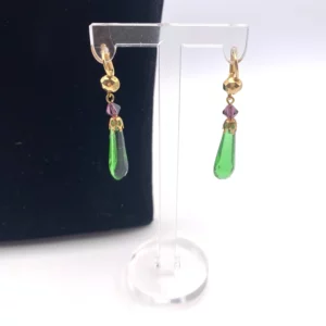 boucles d'oreilles goutte verte art déco