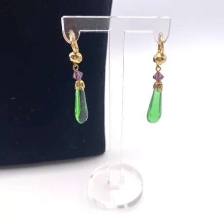 boucles d’oreilles goutte verte art déco