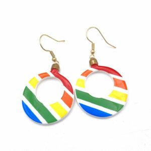 Boucles d'oreilles upcyclées créole arc en ciel