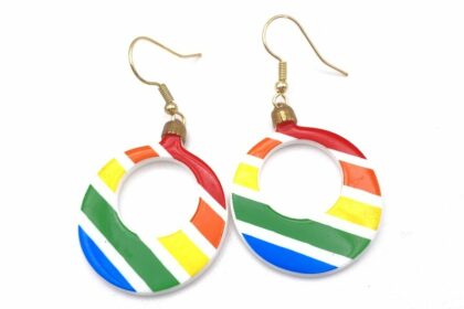 Boucles d'oreilles upcyclées créole arc en ciel