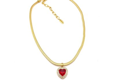 Collier coeur rouge