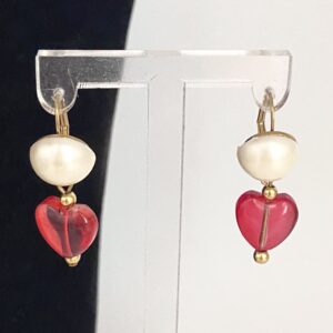 Boucles d'oreilles dormeuses perle et coeur