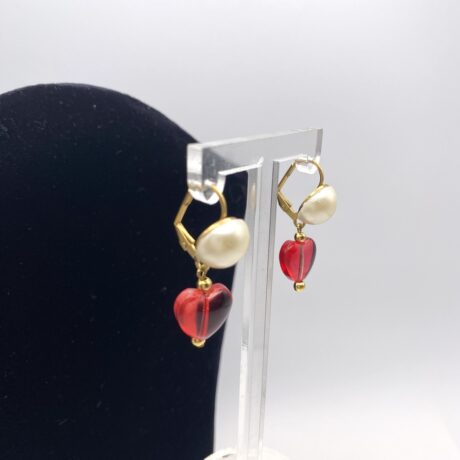 Boucles d'oreilles dormeuses perle et coeur