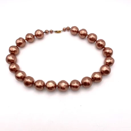 Collier grosse perle marron3