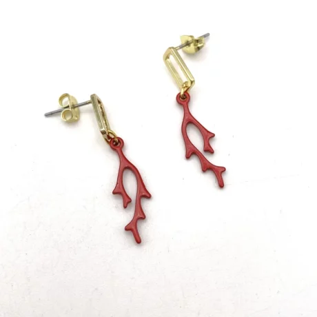 Boucles d’oreilles corail rouge émaillé_06